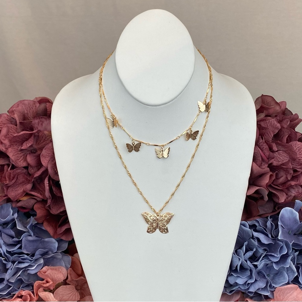 Boho Gold Multilayer Butterfly Necklace - Picture 5 of 13